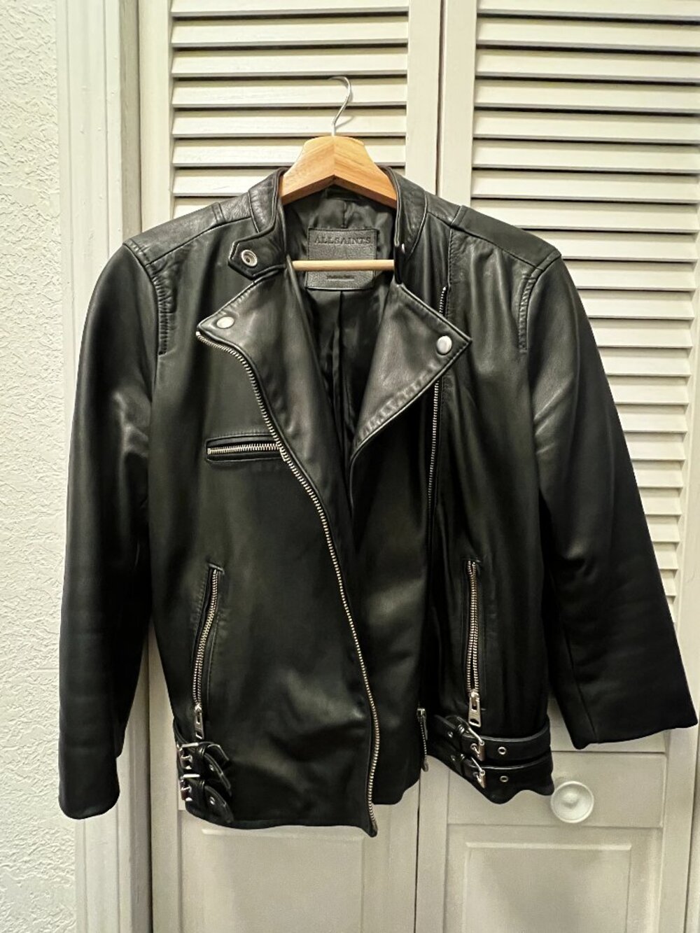 AllSaints Turne Biker Leather Jacket Black US 8 NWOT